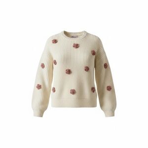 Charming Floral Knit Sweater in Cream
